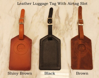 Personalized Leather Luggage Tag: Retro Apple Airtag Travel ID