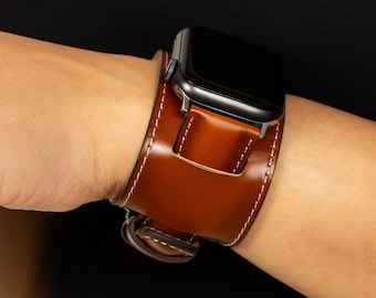 Correa de piel para Apple Watch (para hombre y mujer) / Correa de piel auténtica de grano completo (38 mm, 40 mm, 41 mm, 42 mm, 44 mm, 45 mm, 46 mm, 49 mm) / Brazalete personalizado para iWatch