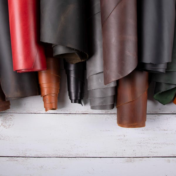 Pièces en cuir véritable pleine fleur tanné à l'huile, projets faits main et bricolage cuir Crazy Horse, chutes de peau de vache pour artisanat du cuir, étuis portefeuilles