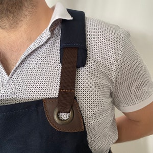 Personalized Genuine Leather Adjustable Adult Chef Kitchen BBQ Apron For Men Custom Pocket Blacksmith Craftsman Canvas Barber Work Gardening