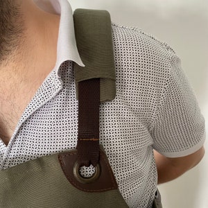 Genuine Leather Personalized Adjustable Adult Chef Kitchen BBQ Apron For Men Custom Pocket Black smith Craftsman Canvas Barber Work Gardening