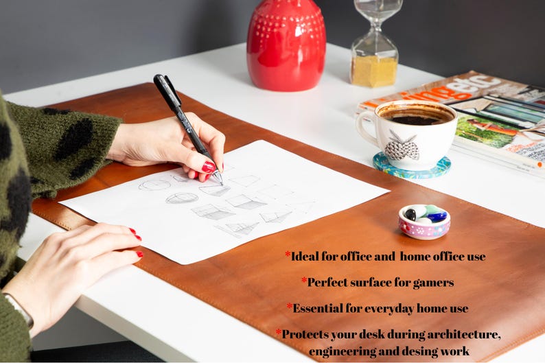 Personalized Leather Desk Mat – Custom Size Desk Pad, Large Mouse Pad ...