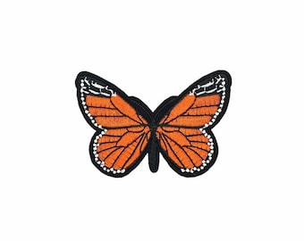 Orange Butterfly Embroidered Patch - Iron On / Sew On