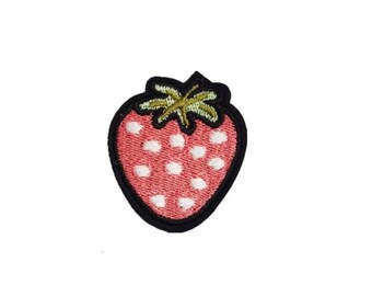 Pink Strawberry Embroidered Patch – Iron On/Sew On, Craft Supply