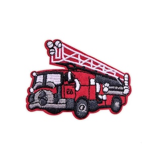 Fire Truck- Embroidered Patch- Iron On -Sew On - Red Truck- Craft Supplies