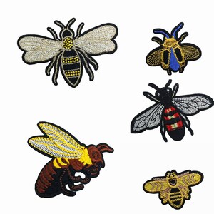 Bee Embroidered Patch Insect Iron on Patch Sew on Clothing Accessories Craft Supplies