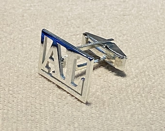 Gemelos con iniciales personalizadas, regalo de bodas de plata de ley grabado