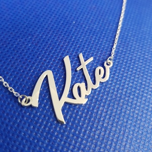 Gold Plated Silver Name Necklace: Cursive Personalized Jewelry