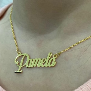 14K Solid Gold Name Necklace, Personalized Gift, Christmas Gift, Name Necklace, Necklace for Women, Gold Name Necklace, Nameplated Jewelry