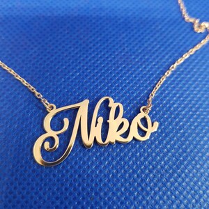 Gold Plated Silver Name Necklace: Cursive Personalized Jewelry