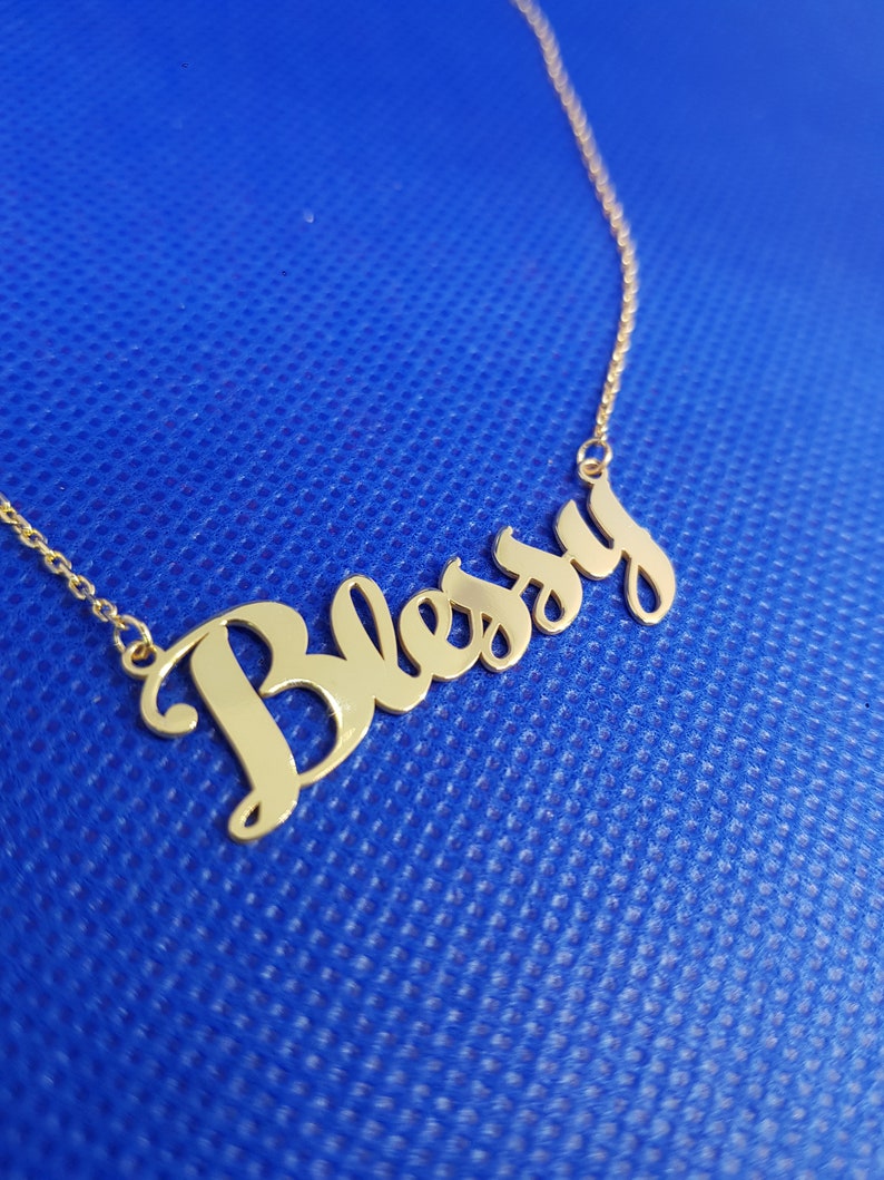 14K Gold Color Name Necklace Personalized Name Necklace Gold Etsy
