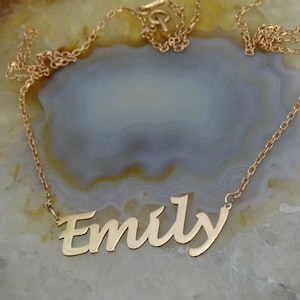 18K Gold Plated Silver Name Necklace: Personalized Cursive Jewelry