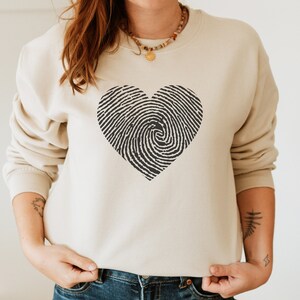 Valentines Heart Sweatshirt, Love Cozy Jumper, Valentine's  day gift for him,  Funny Valentine Gift for Her, Fingerprint heart shirt