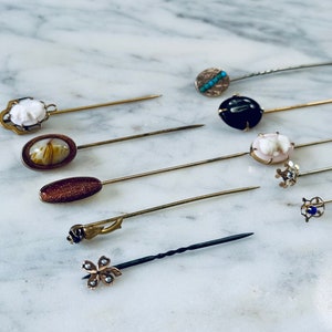 Pick 2 Vintage Stick Pins for Women | Assorted Metals & Stones | Choose Your Favorites