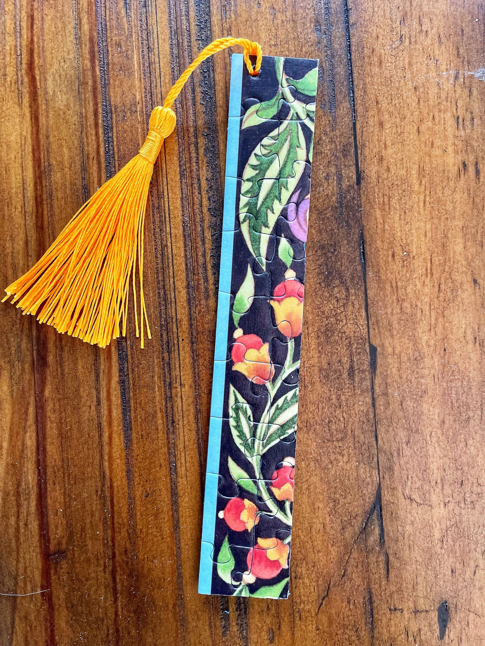 Upcycled Puzzle Bookmarks Set of 4 Bookmarks With Tassels Assorted Designs, Sizes & Colors Gift