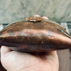 Vintage Copper Hardshell Pillow Purse with Velvet Lining Unique Copper Handbag image 9