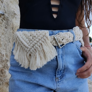 Ivory macrame small belt bag, Macrame Purse ,Macrame wallet , Summer bag, Knitted bag , Fanny bag, Clutch, Macrame bags