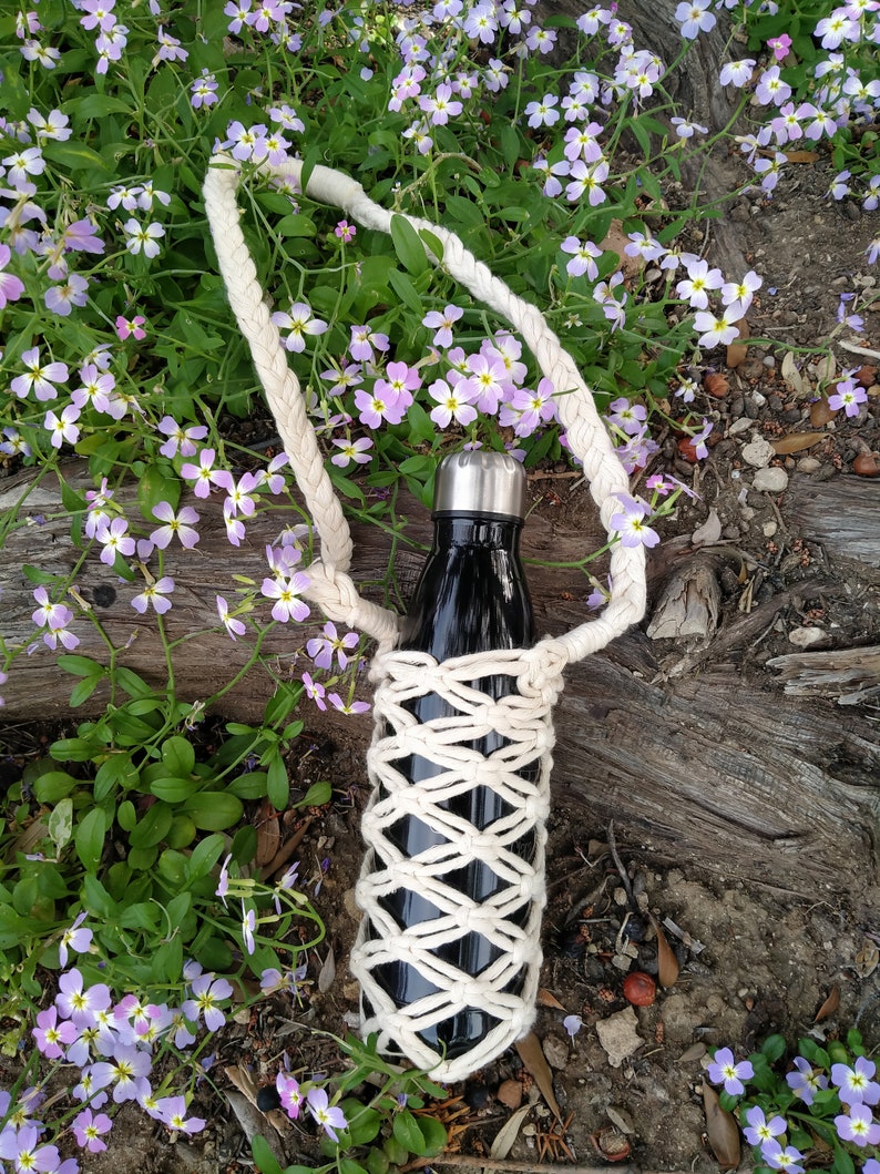 Ivory Macrame Thermos and Bottle Carrier Bag macrame Bottle Etsy