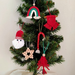 Macrame Christmas  Ornaments Set of 6 ,Boho Christmas Ornaments,Macrame Christmas Tree Ornaments,Handmade Christmas Tree Decoration
