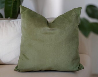 Funda de almohada de terciopelo verde oliva, almohadas modernas, decoración del hogar