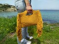 Mustard macrame clutch bag ,Macrame purse ,Mothers days gift idea ,Fringe bag ,Mustard summer bag ,Hand knotted ,Tending bag ,Macrame bags product logo