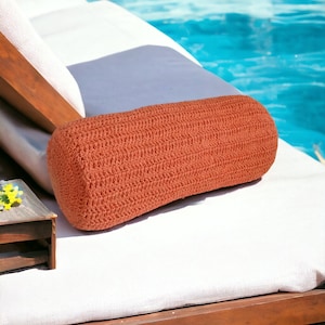 Einzigartiges Orange Hand Crochet Outdoor Bolster Kissen Mit Einsatz