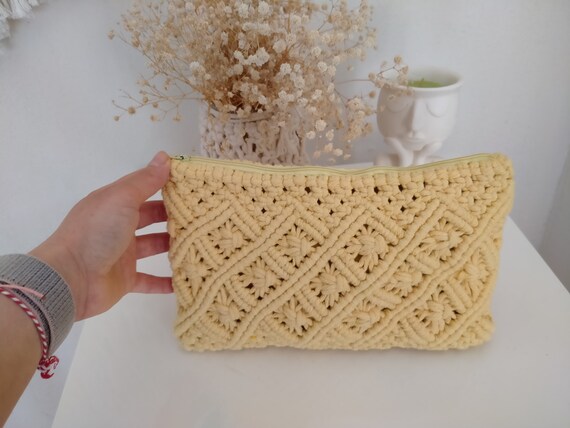 Macrame makeup bag sale