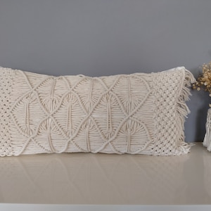 Hand knotted macrame cushion case, Boho, Bohemian, Ivory macrame Throw pillow, Decoration pillows,Hand Made,Holiday Gift