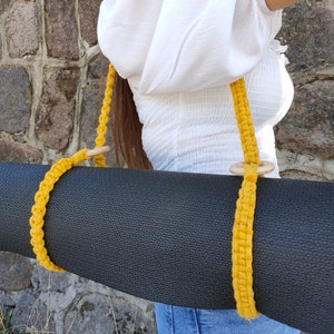 Macrame Mustard Yoga Mat Carrying Strap,Boho Yoga Mat,Yoga Mat Carrier,Yoga Gift,Yoga Mat Sling Adjustable Pilates Strap,Yoga Mom Gift