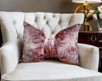 Luxurious Crushed Rose Pink Velvet Decorative Bow Pillow - 12x18"-Birthday Gift-Housewarming Gift-Home Decoration
