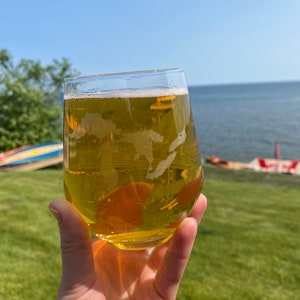 Great Lakes Wine Glasses | Great Lake Life | Huron | Superior | Erie | Ontario | Michigan | Etched glassware