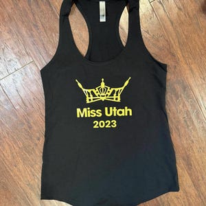Title Tank Top Racerback Customized Pageant Shirt in Black