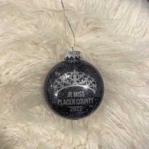 Title Ornament Custom Glitter Pageant Crown Flat Ball Plastic