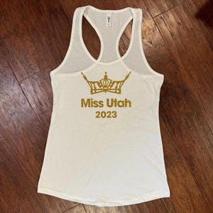 Title Tank Top Racerback Customized Pageant Shirt in White