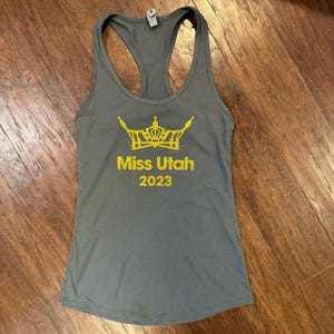 Title Tank Top Racerback Customized Pageant Shirt in Gray