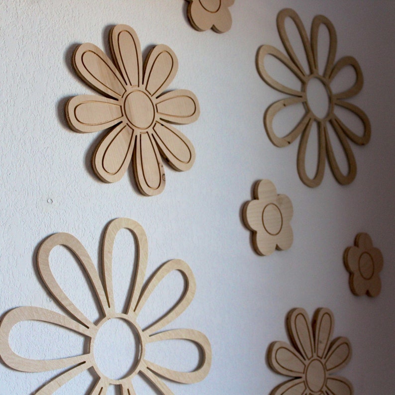 Wood Wall Flowers Nursery Decor Boho Nursery Wall Hanging Etsy