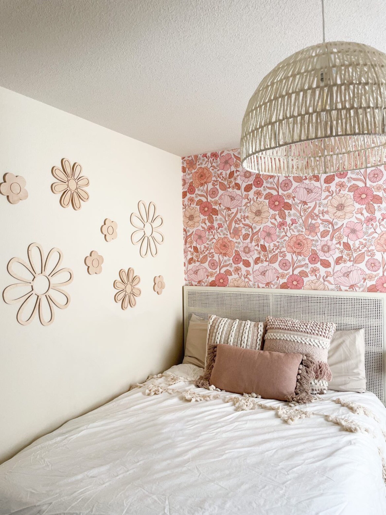 Wood Wall Flowers Nursery Decor Boho Nursery Wall Hanging Etsy