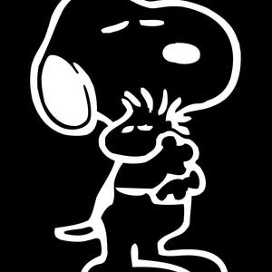 Snoopy Car Window Decal, 6 Inches, White Vinyl, Die Cut Sticker