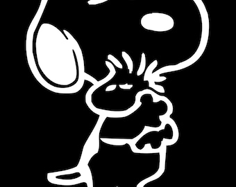 Adesivo de janela de carro do Snoopy, 6 polegadas, vinil branco, adesivo recortado