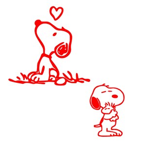 Snoopy Autoaufkleber-Set: Weiße Peanuts-Aufkleber Rot