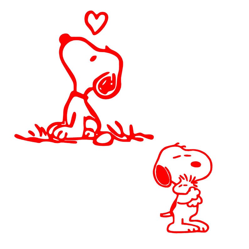 Snoopy Autoaufkleber-Set: Weiße Peanuts-Aufkleber Rot