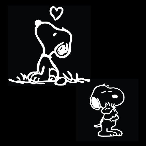 Snoopy Car Decal Set: White Vinyl Peanuts Stickers