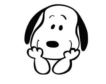 Snoopy Autoaufkleber: Schwarzer Vinyl-Aufkleber mit Peanuts-Charakter