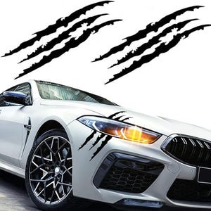 Car Sticker Claws Scratch, 2Pcs Claw Mark Car Decal Black Claw Marks Headlight Decal Claw Mark Sticker Waterproof Claw Scratch Decal for Car