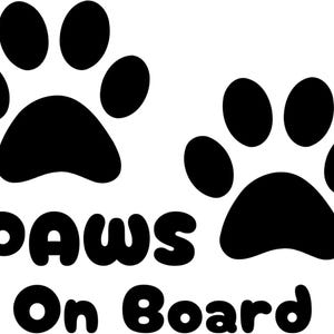 Paws On Board Car Decal: Black Paw Print Vinyl Sticker (12.7 cm)