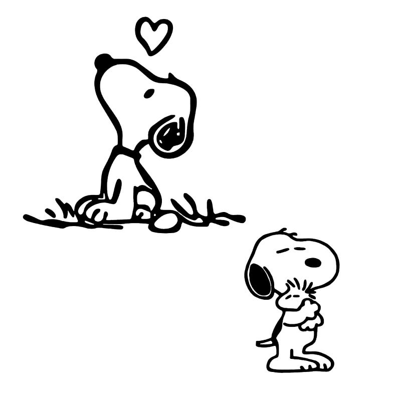 Snoopy Autoaufkleber-Set: Weiße Peanuts-Aufkleber Schwarz