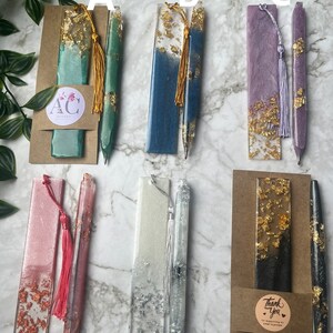 Handmade Resin Bookmark and Pen Set | Custom Bookmark and Pen | Gift for Her | Book Lover Gift | Stationary Gift Set | Resin Gift