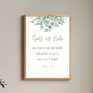 Christliches Poster mit Bibelvers | 1.Johannes 4,16