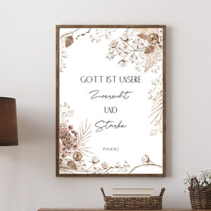 Christliches Poster mit Bibelvers | Psalm 46,2 | Boho Stil