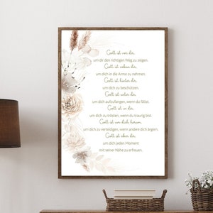 Poster with Christian saying | God is... | Flowers